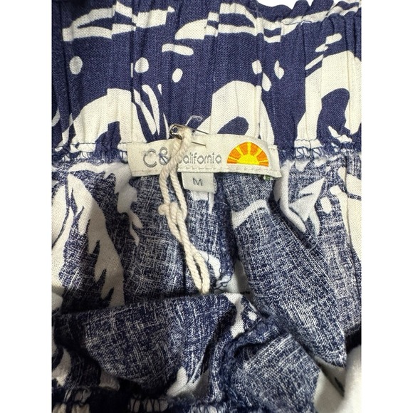 C&C California Hawaiian Button Up Shirt & Short Set Linen Blend Womens Medium - Picture 3 of 13